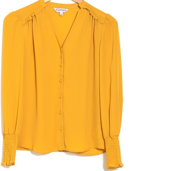 Nanette Lepore Tops - Yellow Split Neck Blouse - Medium
